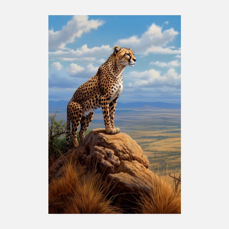 Le guépard vigilant Poster 20 x 30 cm