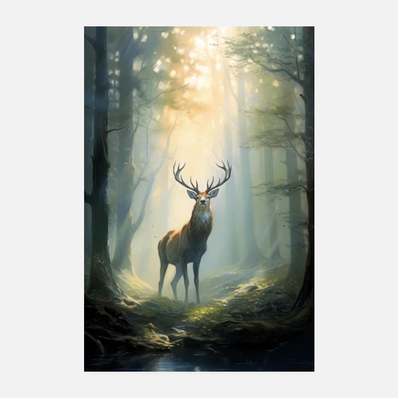 Cerf monarque de la forêt Poster 20 x 30 cm