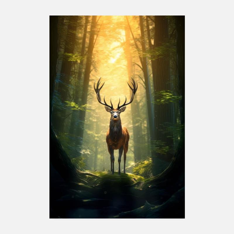 Deer The Forest Guardian Poster 8" x 12" (20x30 cm)