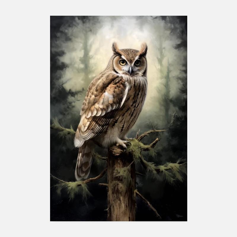 Owl s Moonlit Sonata Poster 8" x 12" (20x30 cm)