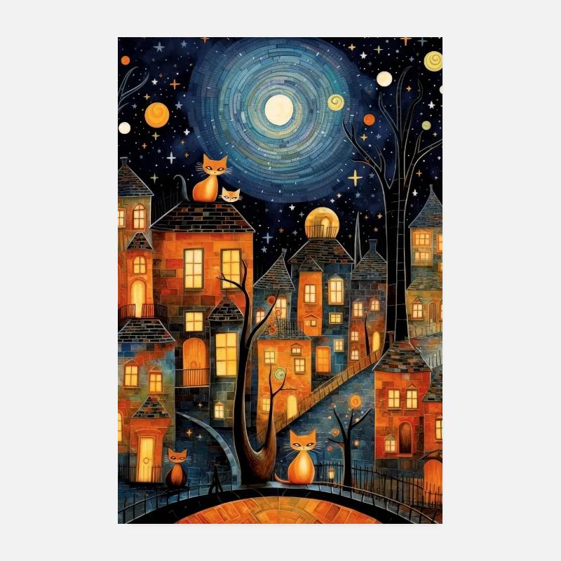 Stadtkatzen Poster 20x30 cm