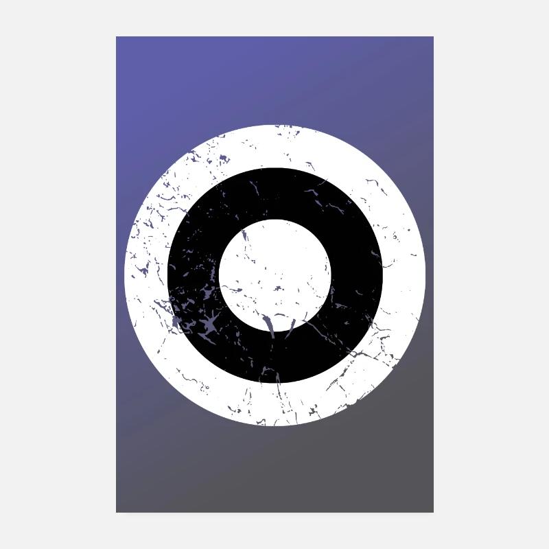 Cocarde blanche et noire sur bleu - Poster 20 x 30 cm - blanc