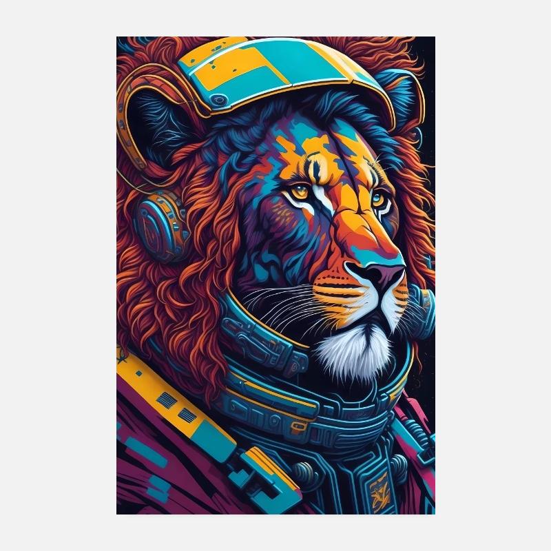 Lion, Astronaute, Espace Poster 20 x 30 cm