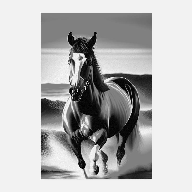 Horse Black & White Poster 8" x 12" (20x30 cm)