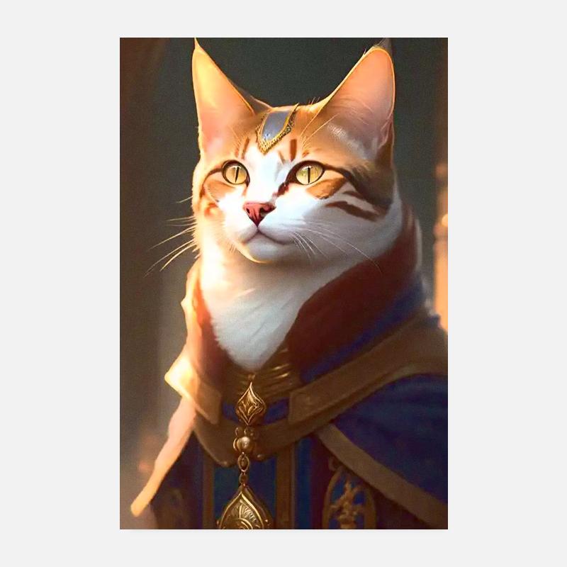 Chat dans le style steampunk - Poster 20 x 30 cm - blanc