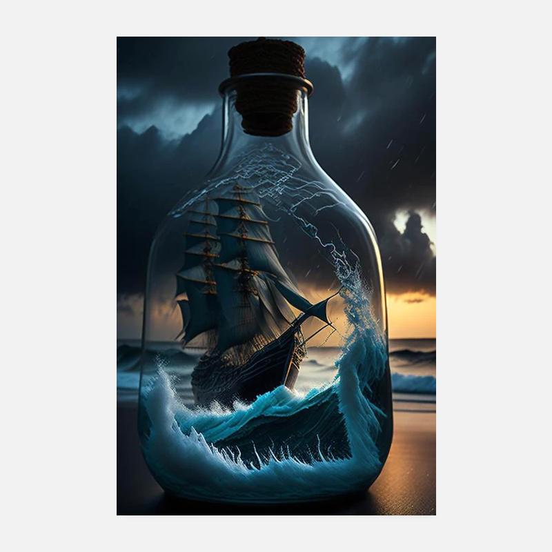 Segelschiff in der Flasche Poster 20x30 cm
