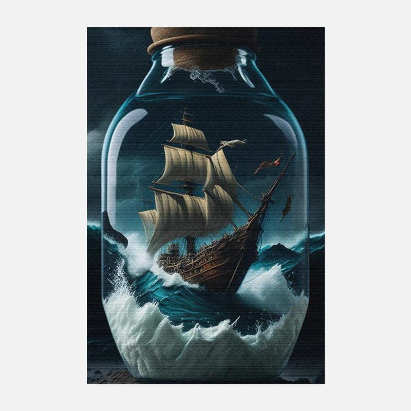 Voilier dans une bouteille Poster 20 x 30 cm