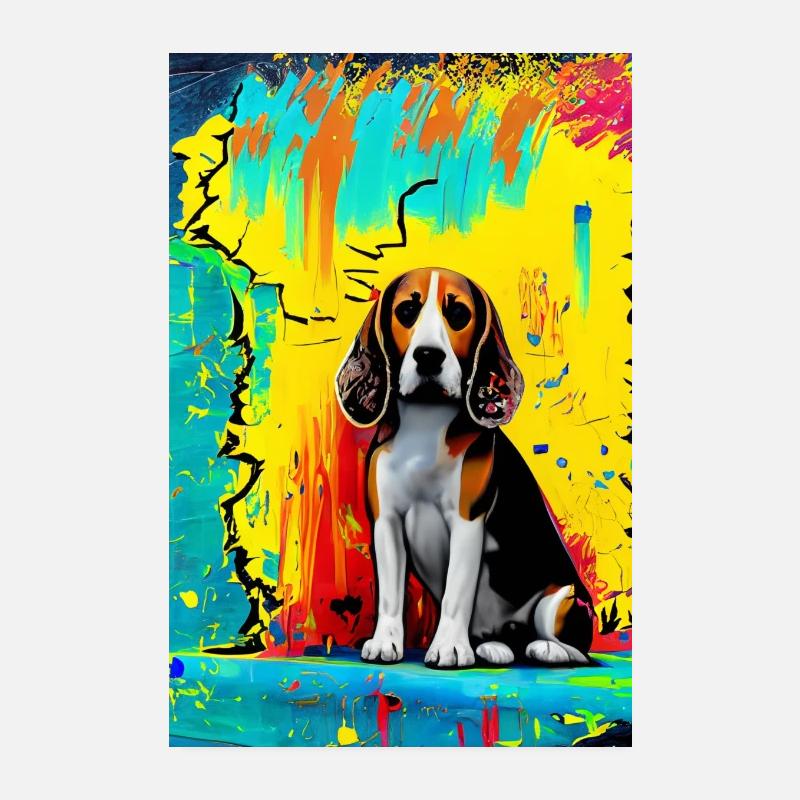 Modernes Pop-Art Print | bunt | Beagle Hund Poster 20x30 cm