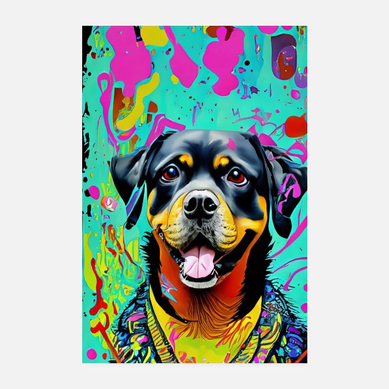 Impression pop art moderne | coloré | Rottweiler Poster 20 x 30 cm