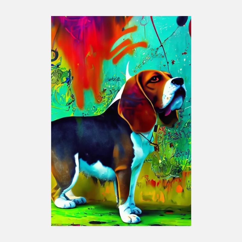 Impression pop art moderne | coloré | Chien Beagle Poster 20 x 30 cm