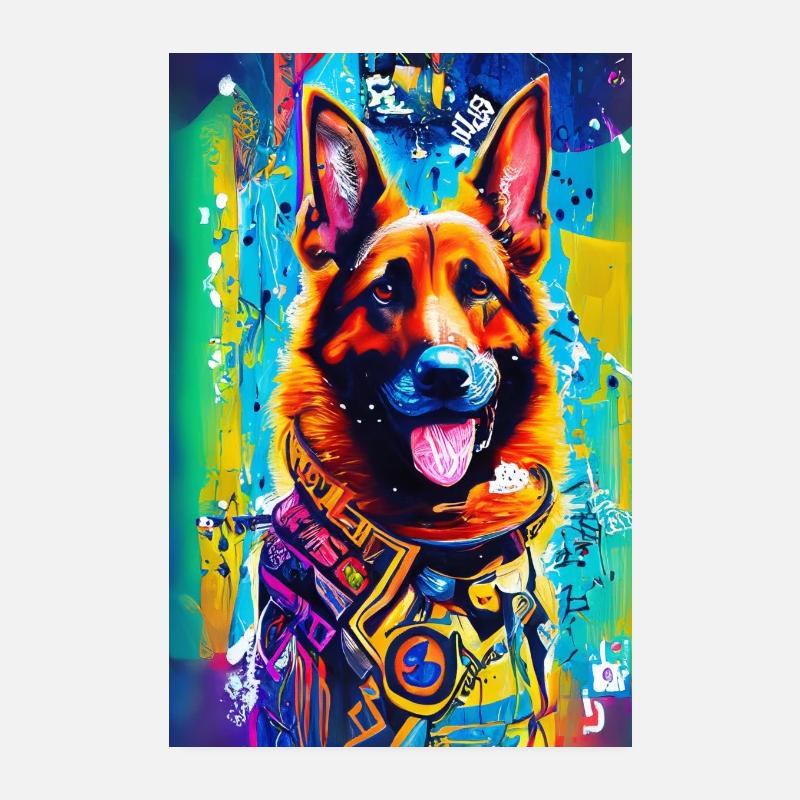 Modernes Pop-Art Print | bunt | German Shepherd Poster 20x30 cm