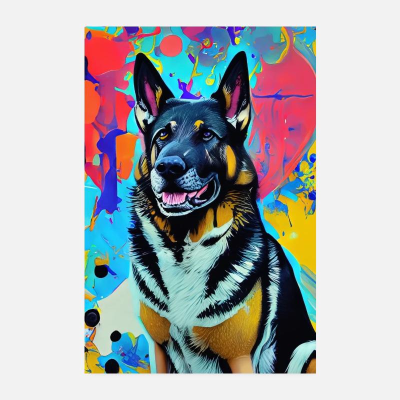 Modernes Pop-Art Print | bunt | German Shepherd Poster 20x30 cm