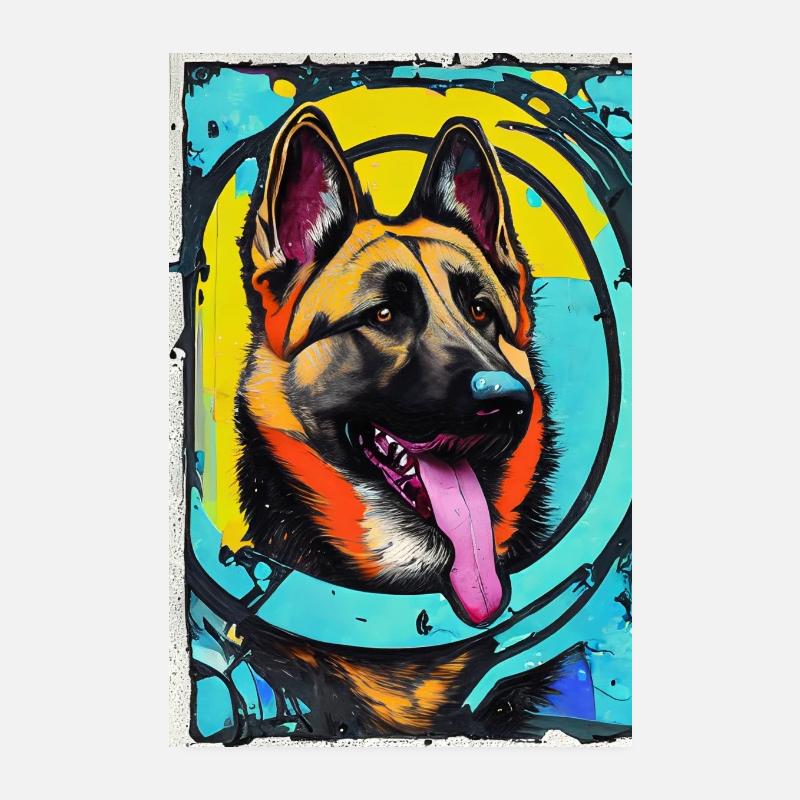 Modernes Pop-Art Print | bunt | German Shepherd Poster 20x30 cm