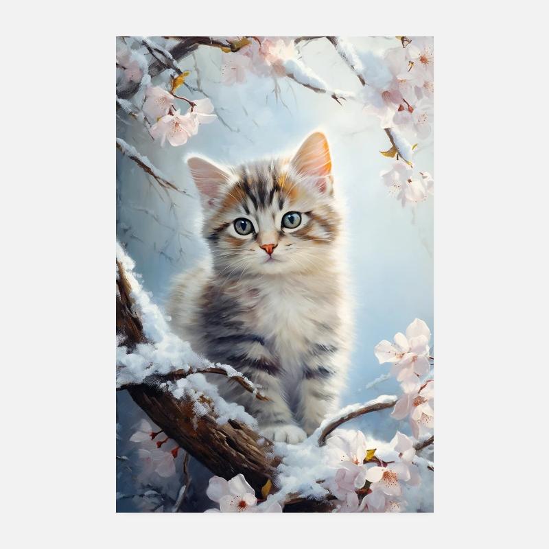 Kittens in winter Poster 8" x 12" (20x30 cm)