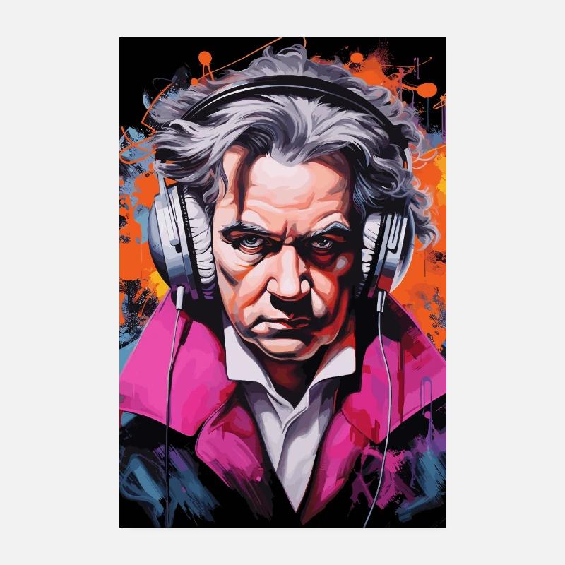 Ludwig Van Beethoven mit Kopfhörer Poster 20x30 cm