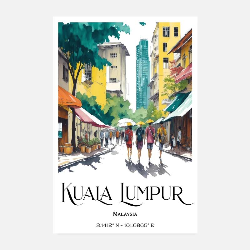 Les gens dans les rues de Kuala Lumpur Malaisie Poster 20 x 30 cm