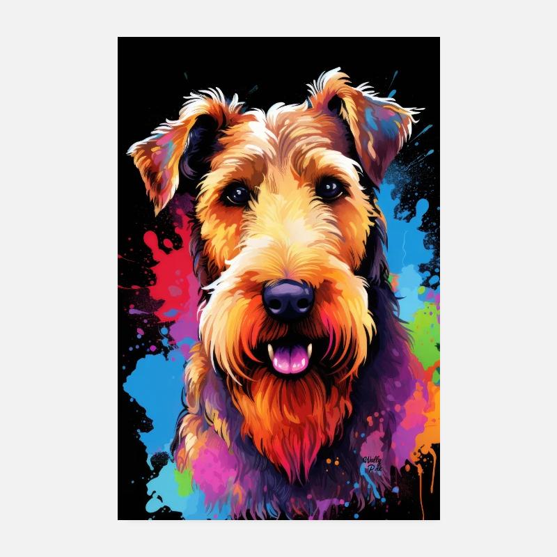 Affiche colorée Airedale Terrier Dog Poster 20 x 30 cm