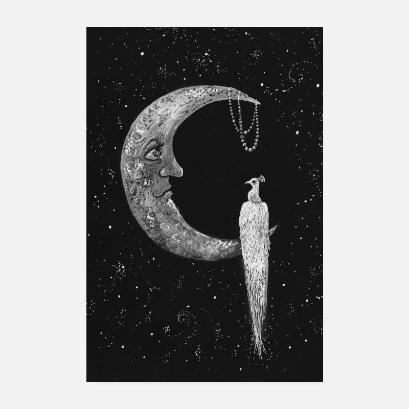 Der Mond und der Sternenpfau Poster 20x30 cm
