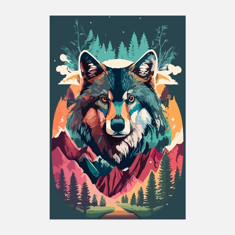 Wolfsgeist in der Wildnis Poster 20x30 cm