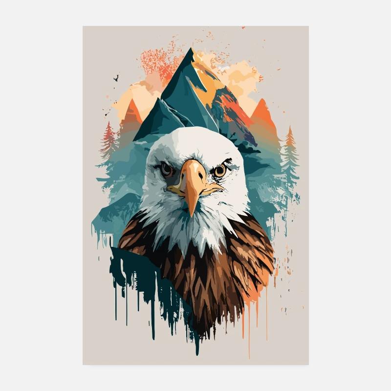 Adler und Berglandschaft im Einklang Poster 20x30 cm