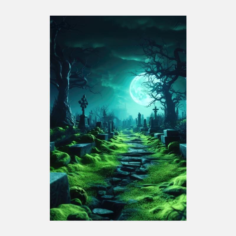 Der grüne Friedhof, Hochformat - Poster 20x30 cm - Weiß