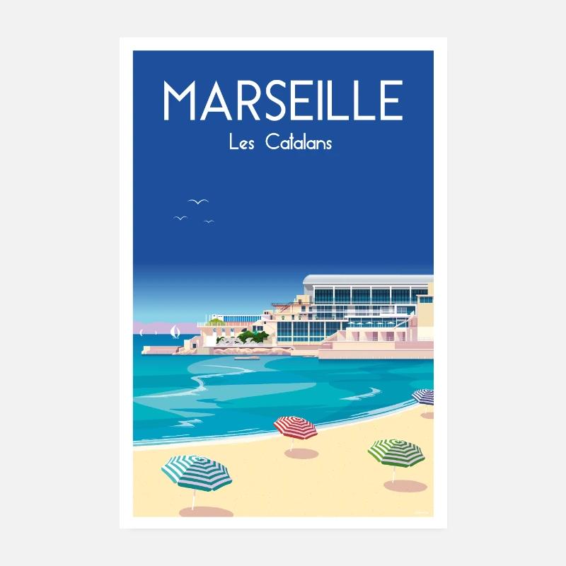 MARSEILLE LES CATALANS Poster 20 x 30 cm