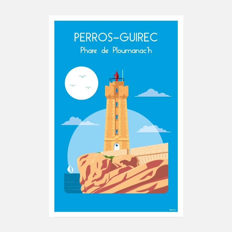PLOUMANAC'H LEUCHTTURM - Poster 20x30 cm - Weiß