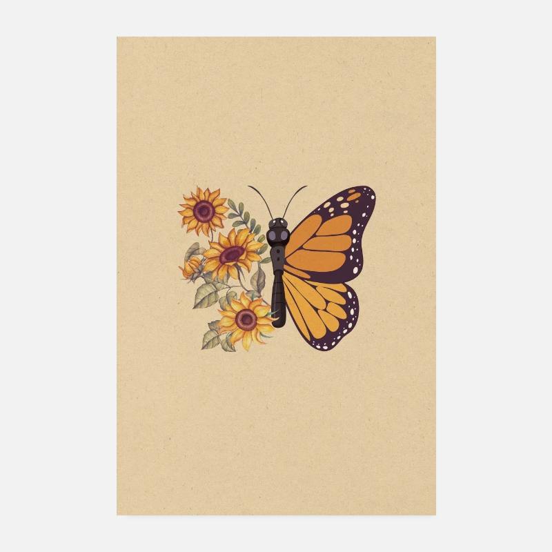 Tournesols papillon Poster 20 x 30 cm