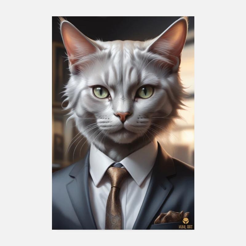 WORKING ANIMALS - Business Cat Poster 8" x 12" (20x30 cm)