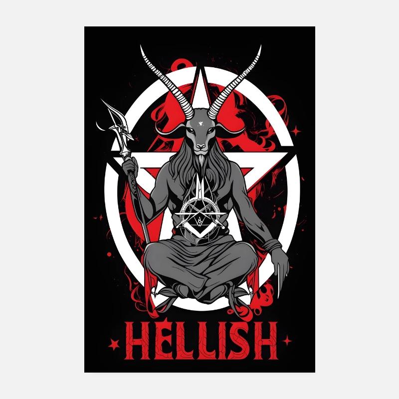 Hellish Satan Baphomet - Poster 20x30 cm - Weiß