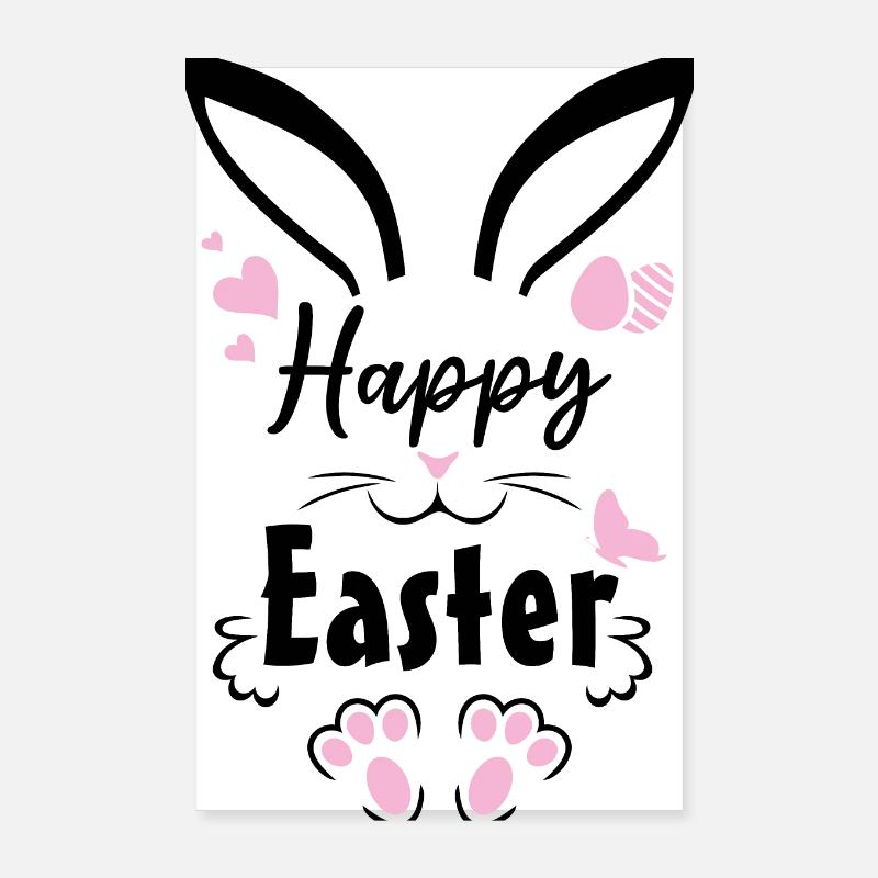 Design de Pâques mignon avec lapin Poster 20 x 30 cm