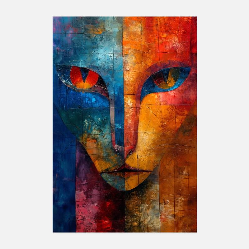 Katze Geometrie Chaos Poster 20x30 cm