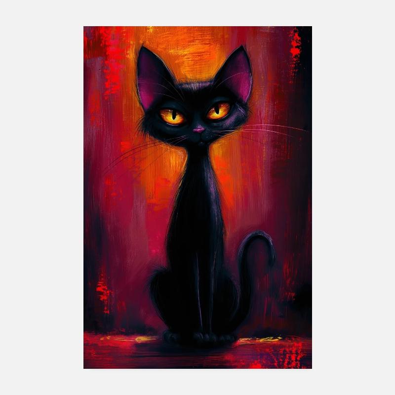 Schwarze Katze Poster 20x30 cm