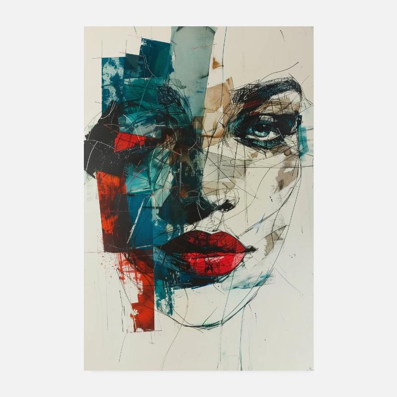Femme abstraite / Collage Poster 20 x 30 cm