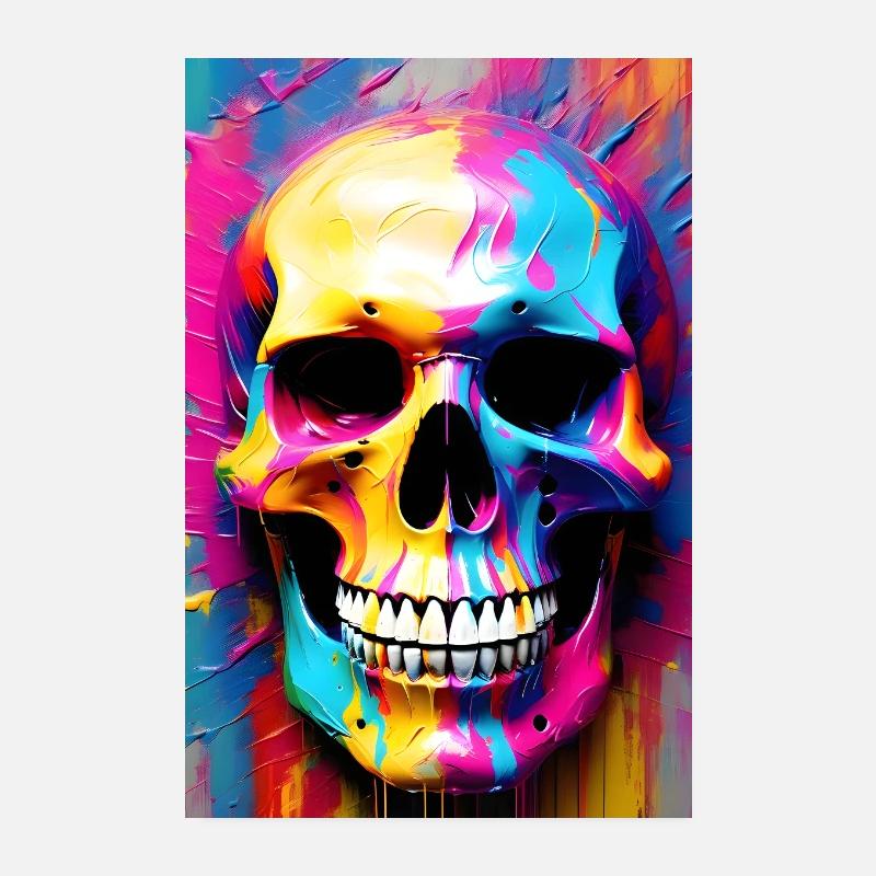 Buntes Totenkopf-Poster Poster 20x30 cm