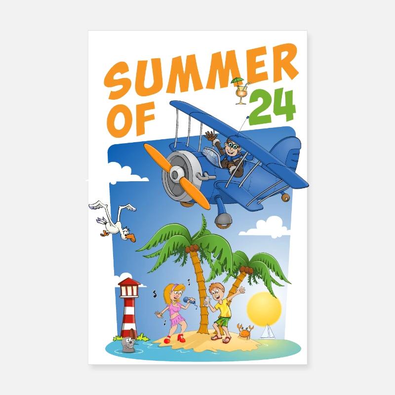 Illustration d’été gaie et colorée Poster 20 x 30 cm