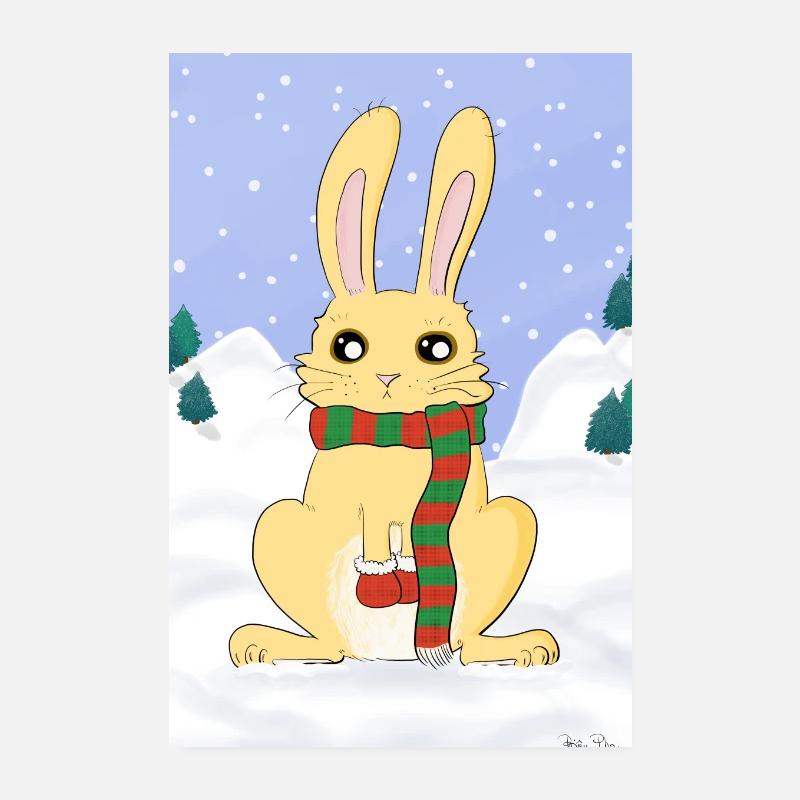 Rabbit chilly in the snow Poster 8" x 12" (20x30 cm)
