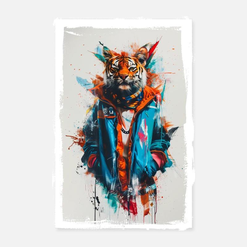 Bunter Tiger Poster 20x30 cm