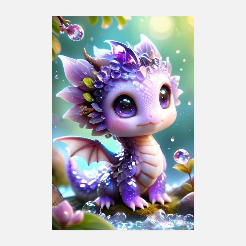 Drache violett Poster 20x30 cm