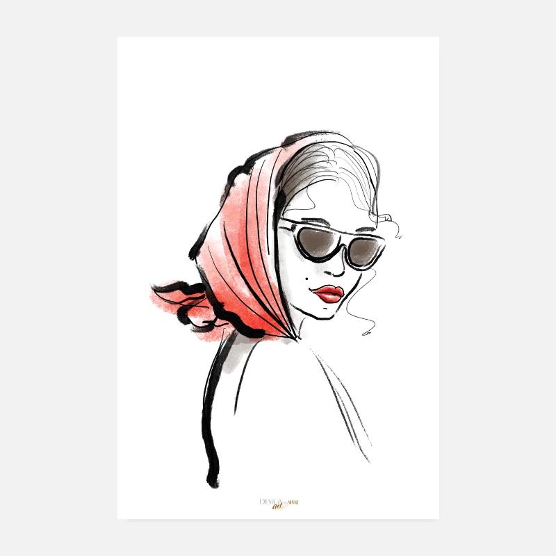 Madame mit rotem Tuch Poster 20x30 cm