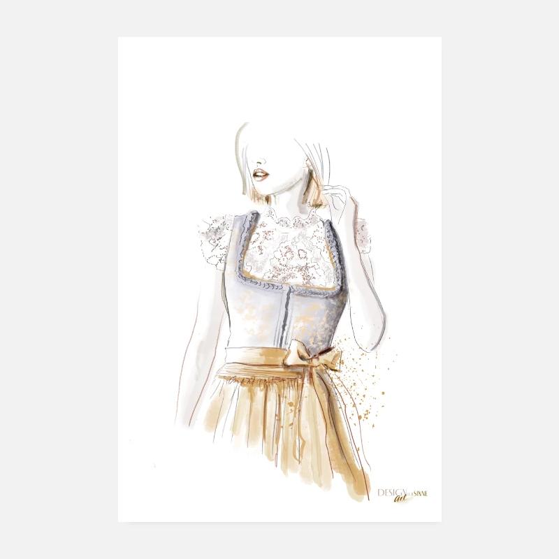 Dirndl - Poster 20x30 cm - Weiß
