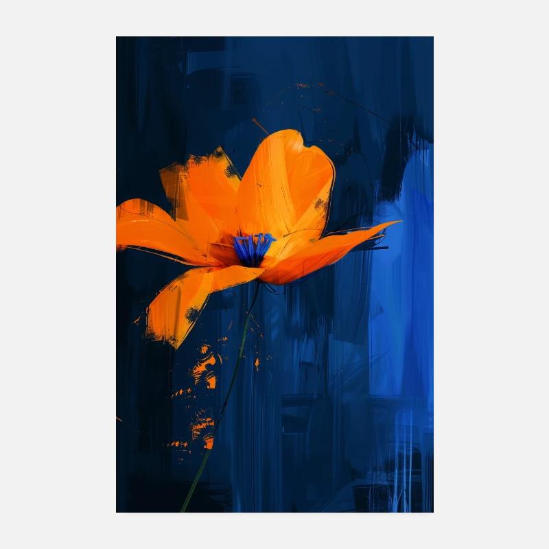 Abstract bloom on blue background Poster 8" x 12" (20x30 cm)