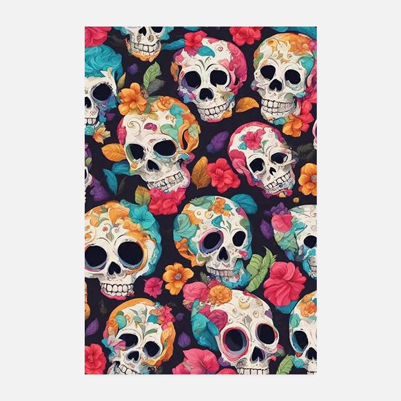 conception d’affiche de motif de crâne coloré Poster 20 x 30 cm