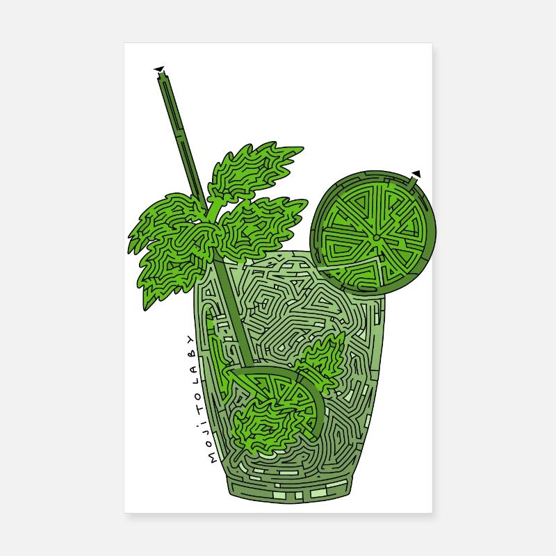 Laby Mojito (contour noir) Poster 20 x 30 cm