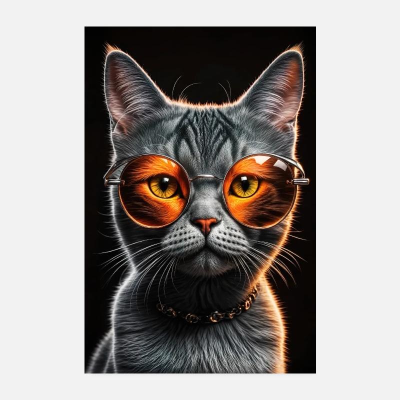Katze mit einer stylischen Sonnenbrille Poster 20x30 cm
