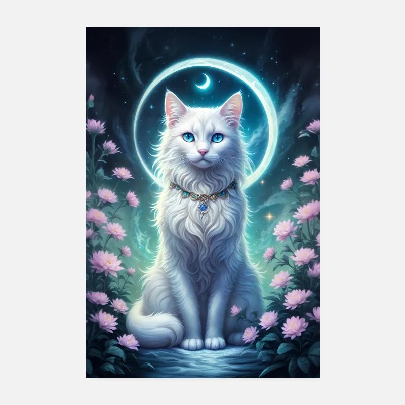 Chats de la lune Mysticisme Poster 20 x 30 cm