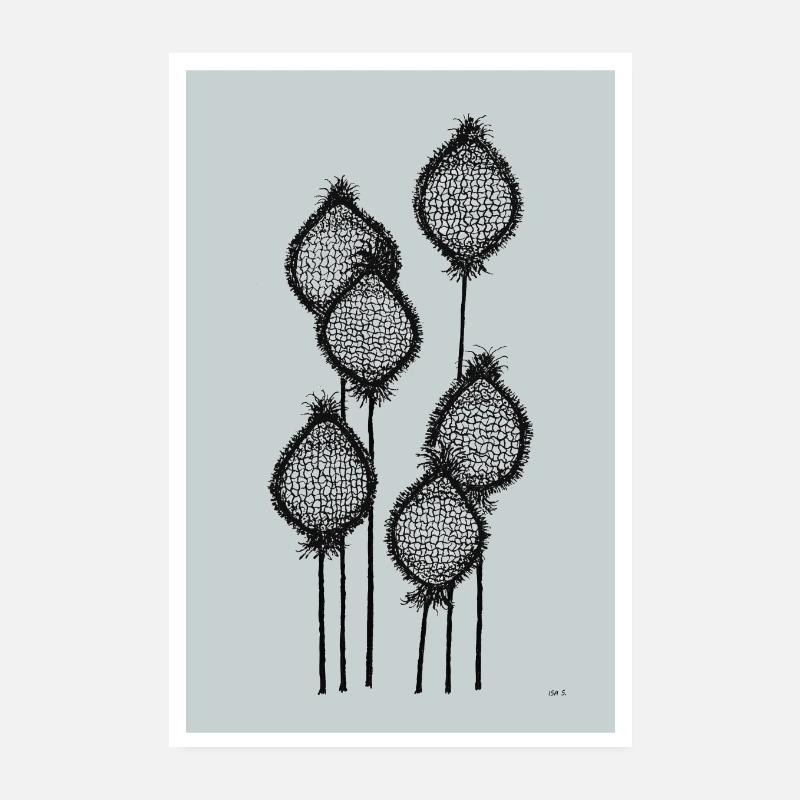 Mohn Knospen oder Ananas am Stiel? Poster abstrakt Poster 20x30 cm