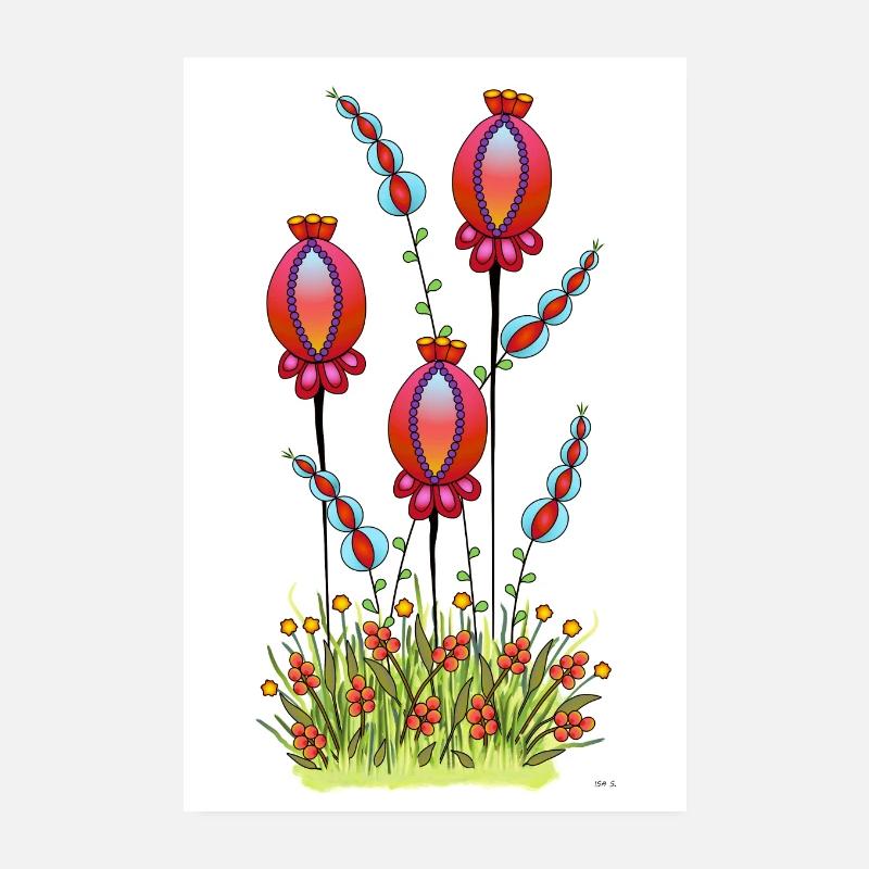 Mohnkapsel abstrakt bunt Poster Poster 20x30 cm