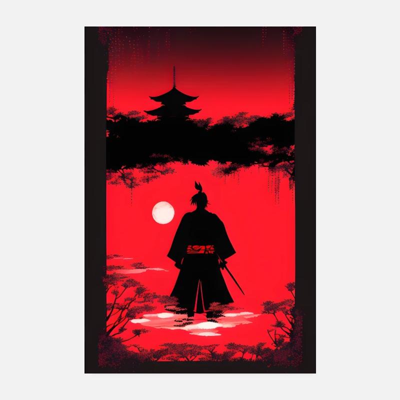 Samurai im Mondlicht Poster 20x30 cm