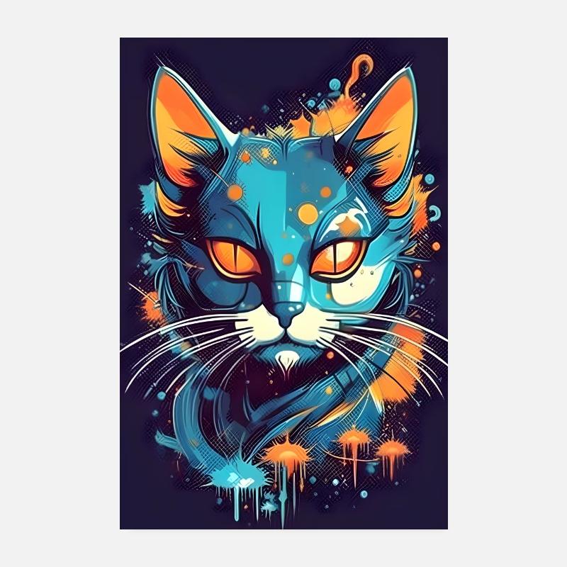 Colorful Cosmic Cat Poster 8" x 12" (20x30 cm)